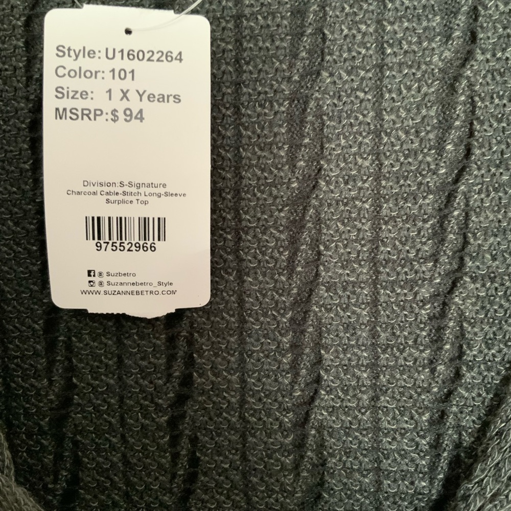 Cable-Stitched Sweater - Charcoal - Picture 3 of 5